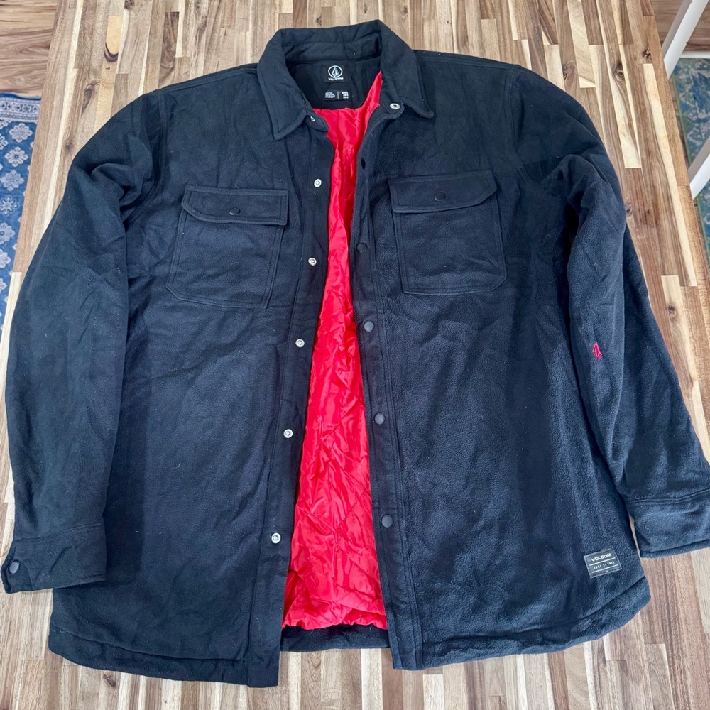 Volcom XL Black Shirt Jacket with Red Lining